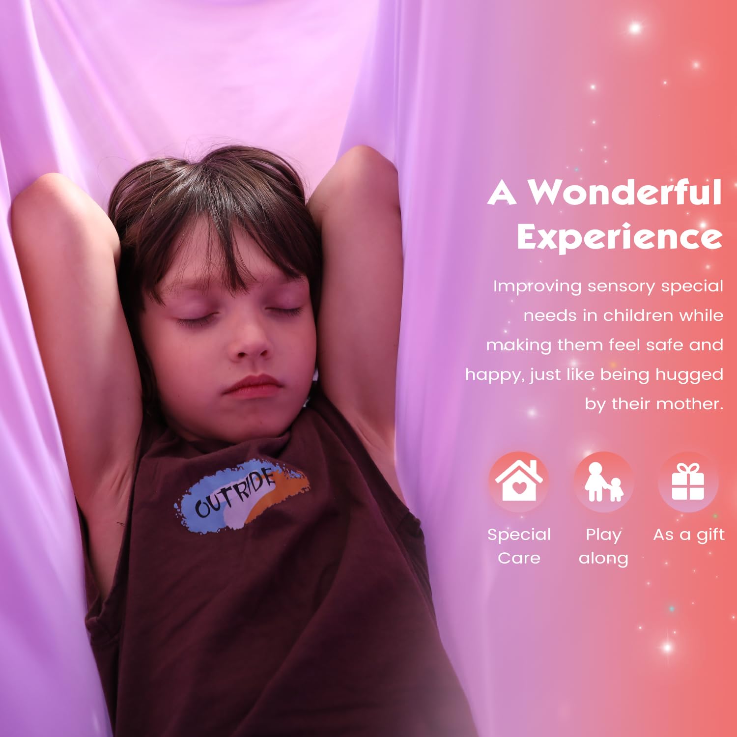 WILDKEN child seated in swing demonstrating balance and calming benefit