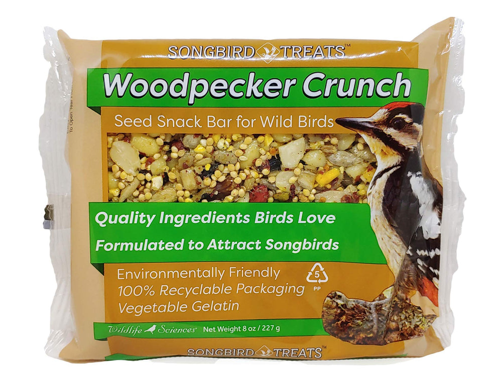 Wildlife Sciences seed bar installed in a suet cage, easy-to-hang benefit visible
