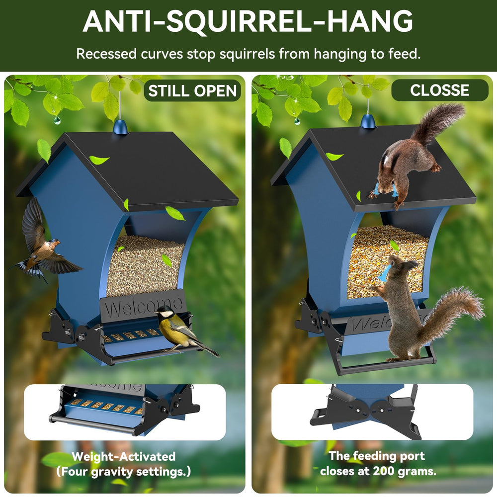 Wildpark close-up of feeding ports showing squirrel-barrier design benefits controlled access