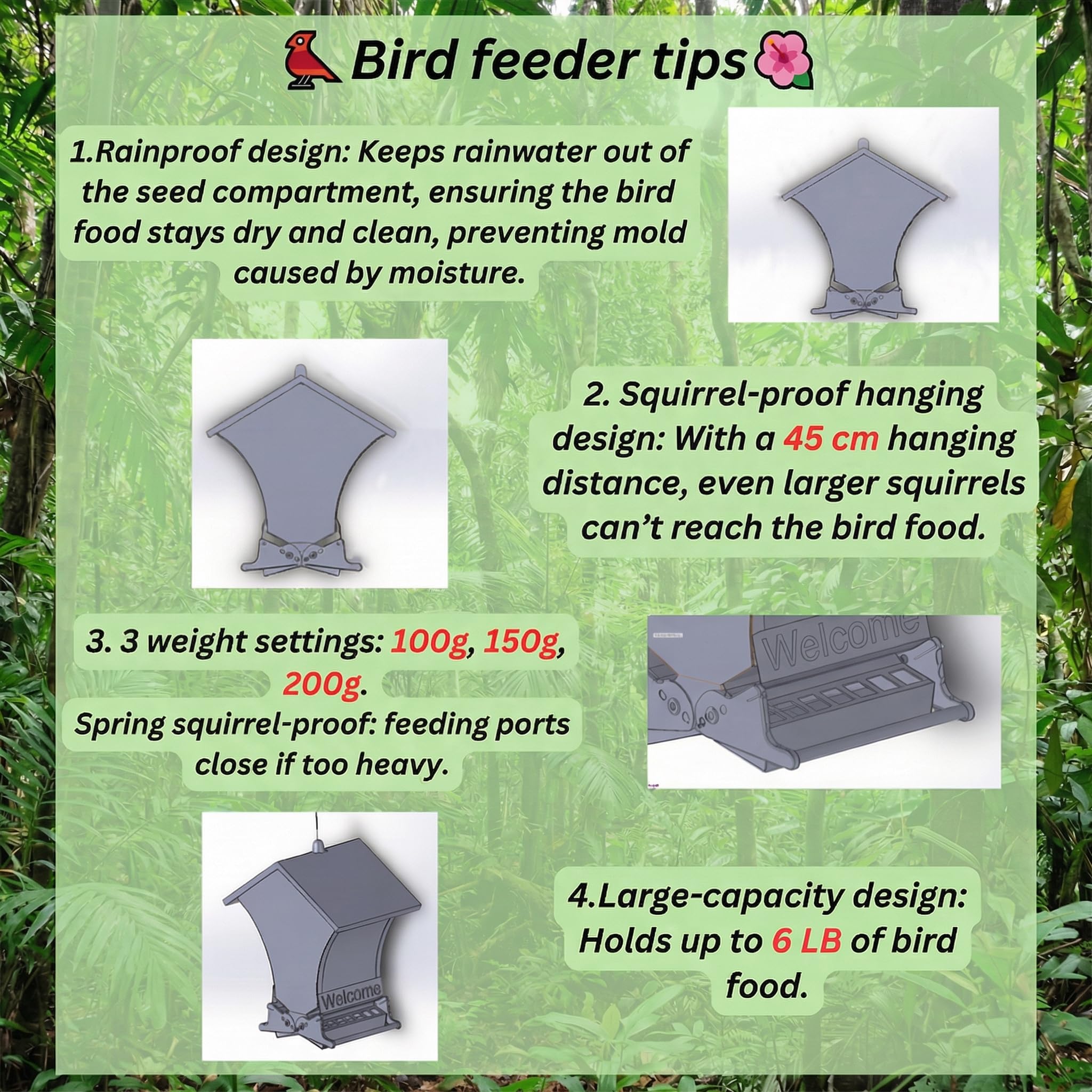 Wildpark feeder held by hand to show scale demonstrating large 5 lb capacity benefit