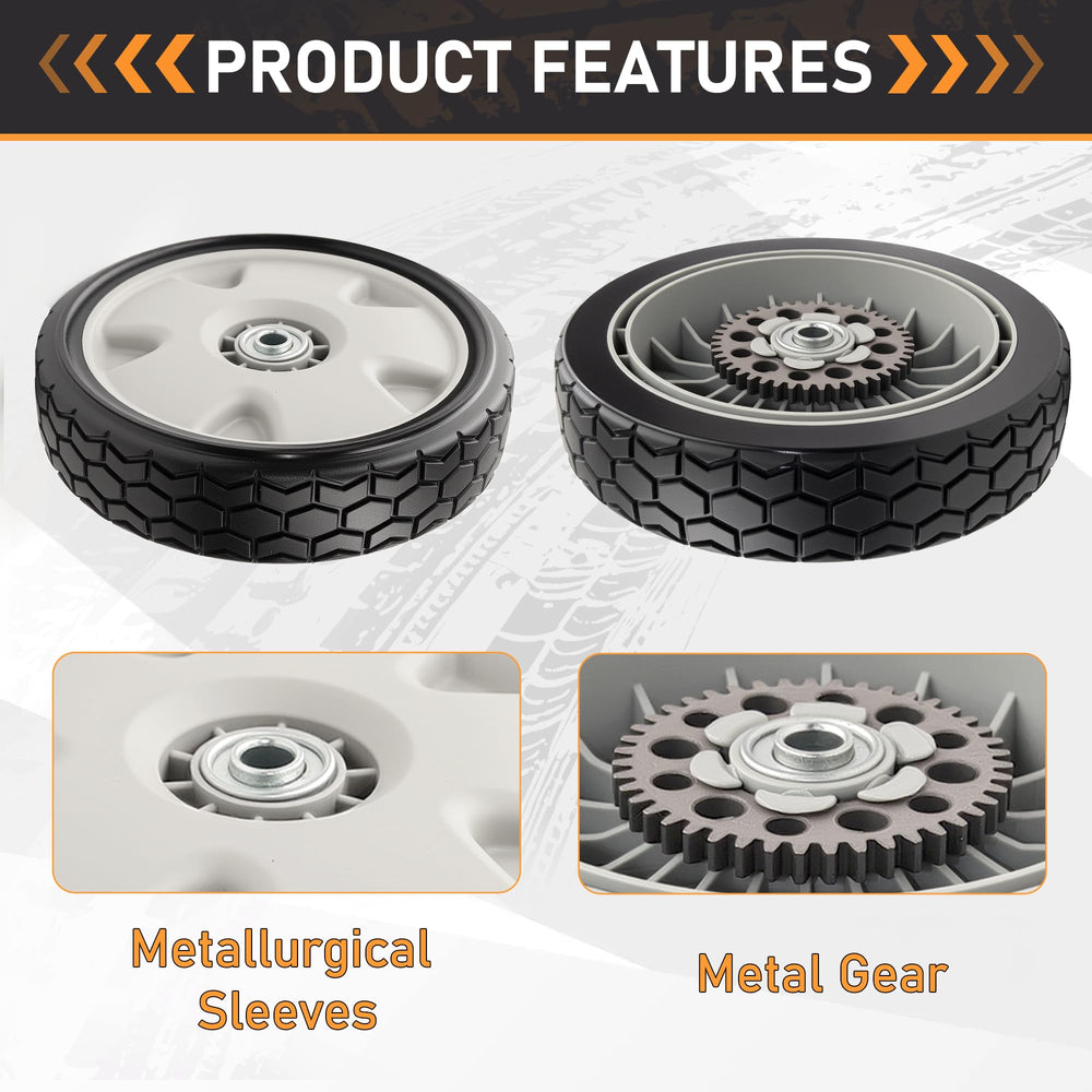 WILDSPUR rear wheel installed on mower axle restoring self-propelled performance