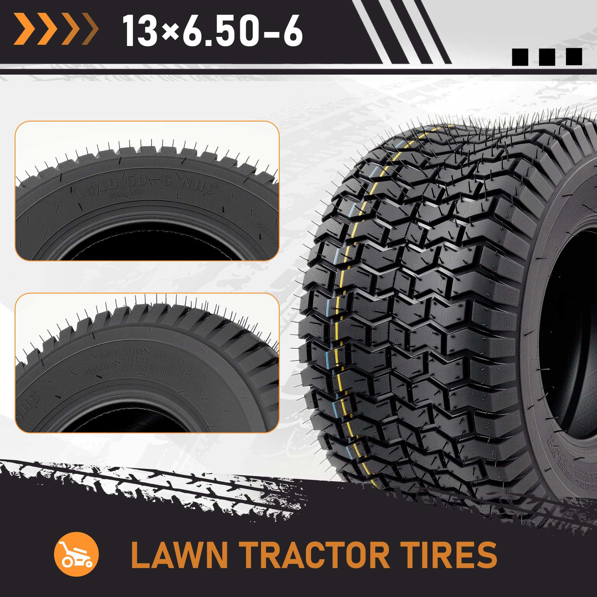 WILDSPUR tire mounted on riding mower illustrating easy fitment
