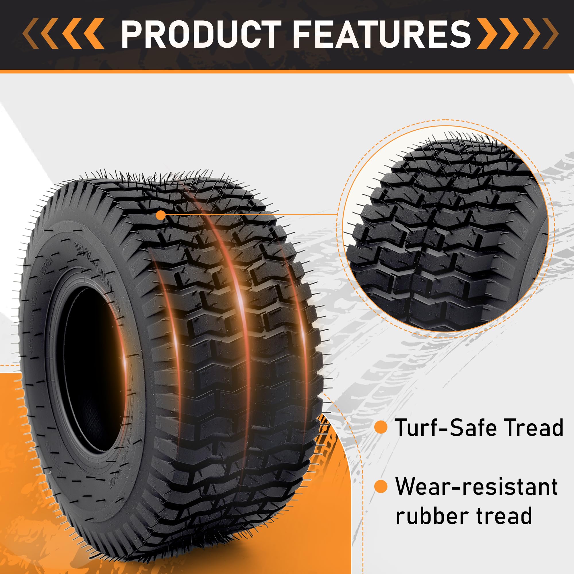 WILDSPUR tire mounted on a garden tractor demonstrating fit and stability