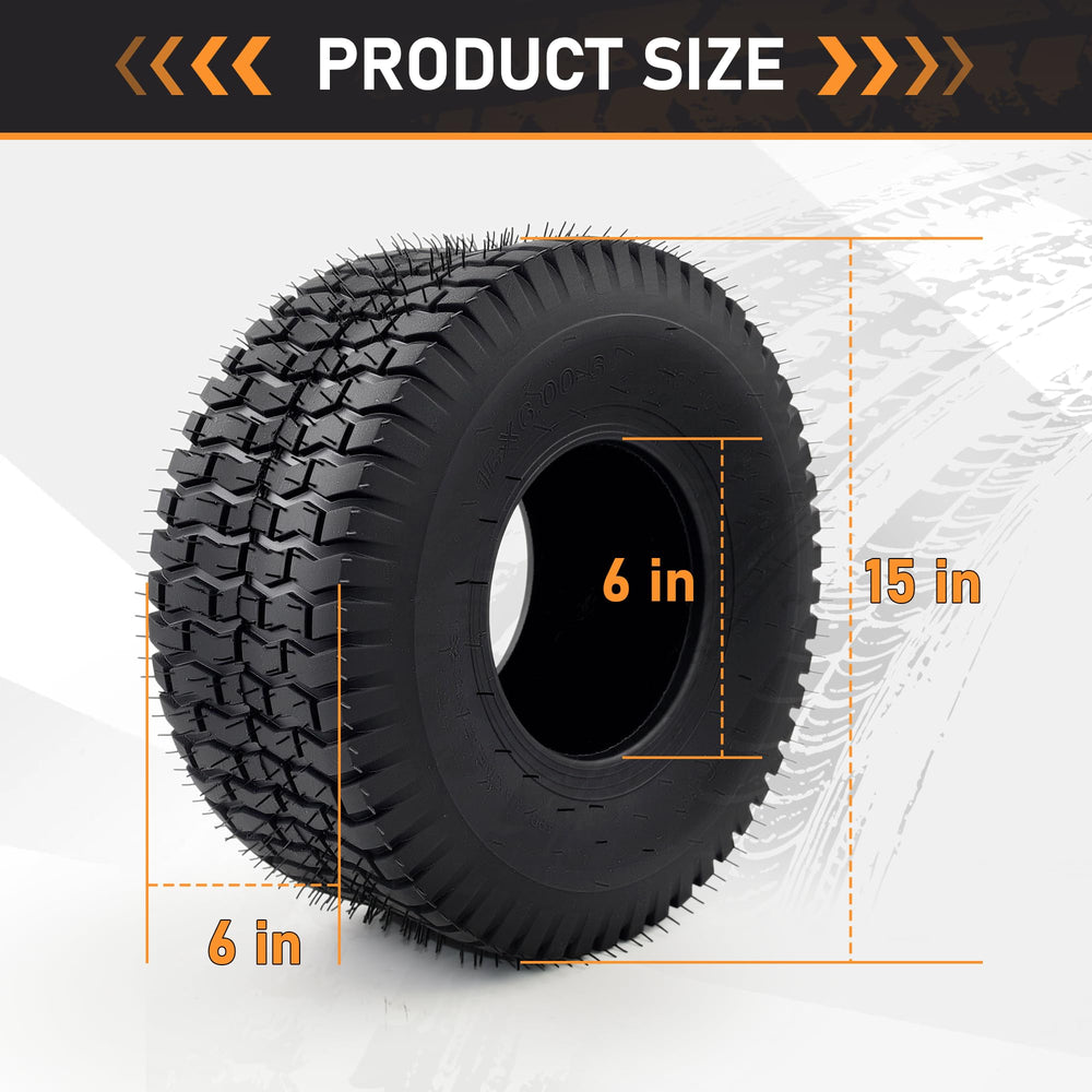 WILDSPUR sidewall with 15x6.00-6 marking visible for quick fit verification
