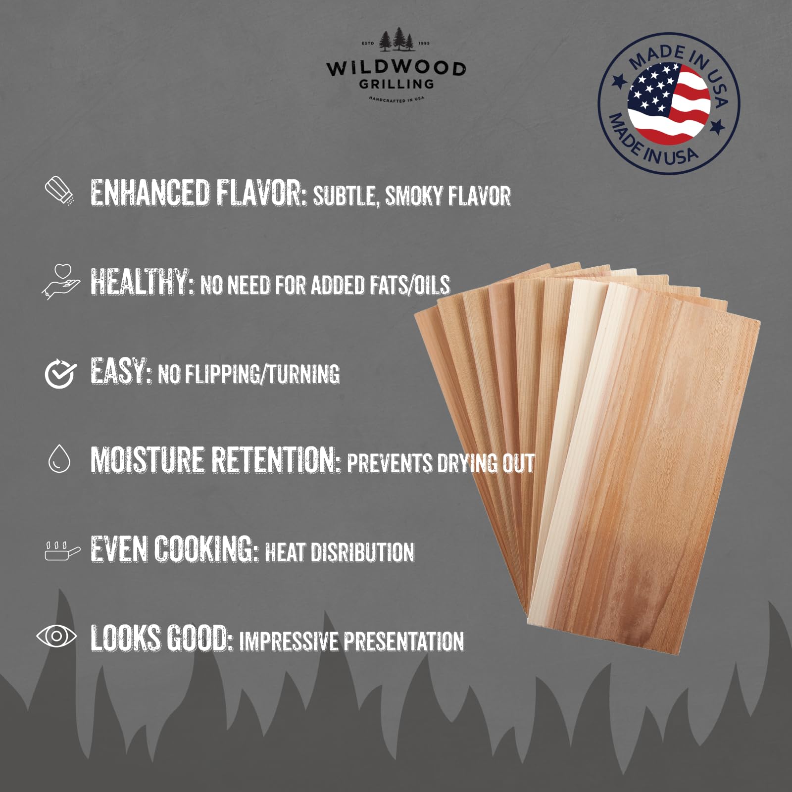 Wildwood Grilling label detail highlighting USA sourcing and quality