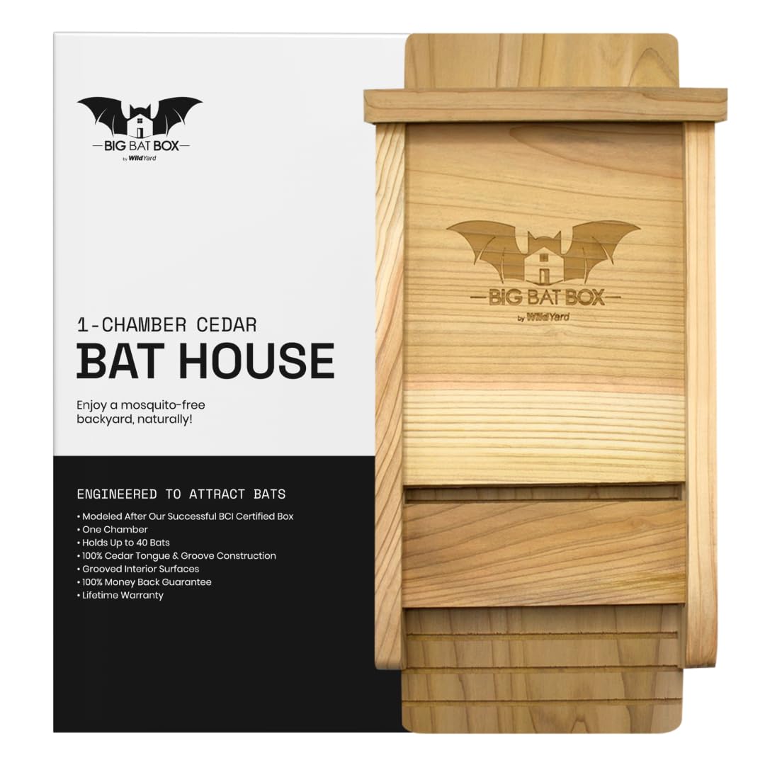 WildYard BIGBATBOX front view showing cedar housing and secure entry benefiting bat shelter