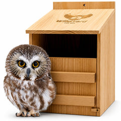 WildYard barn owl nesting box front view showing entrance and weather-resistant design