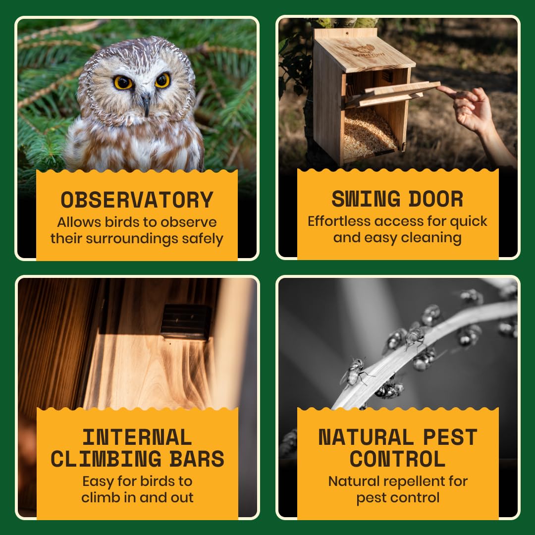 WildYard nesting box size comparison with hand demonstrating compact, easy-to-handle scale