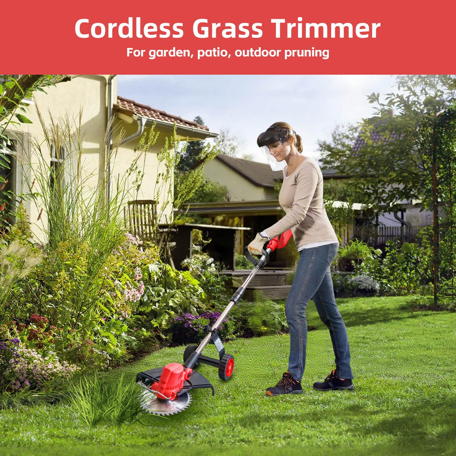 WILIBUT trimmer in use trimming a lawn edge for precise results and control benefit