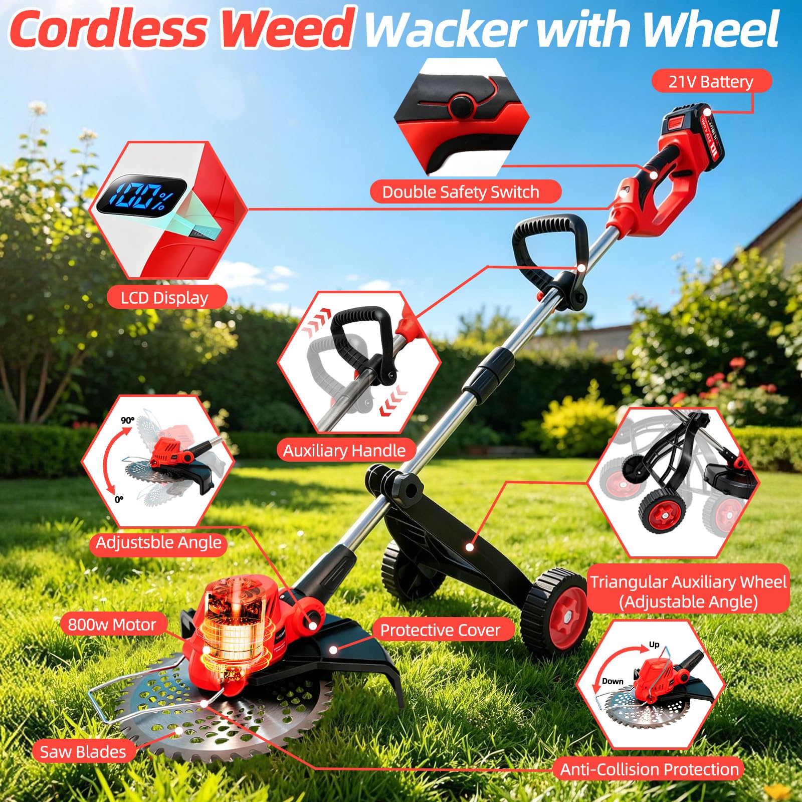 WILIBUT round steel blade detail for smooth lawn mowing and neat edges benefit