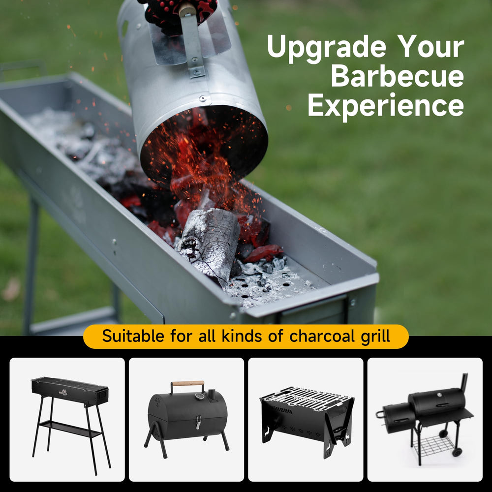 WILLBBQ chimney positioned inside grill showing even coal heating and ready-to-cook benefit
