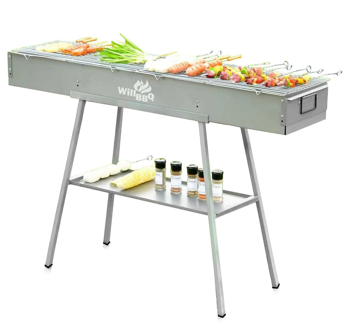 WILLBBQ front view showcasing portable grill and quick setup benefit