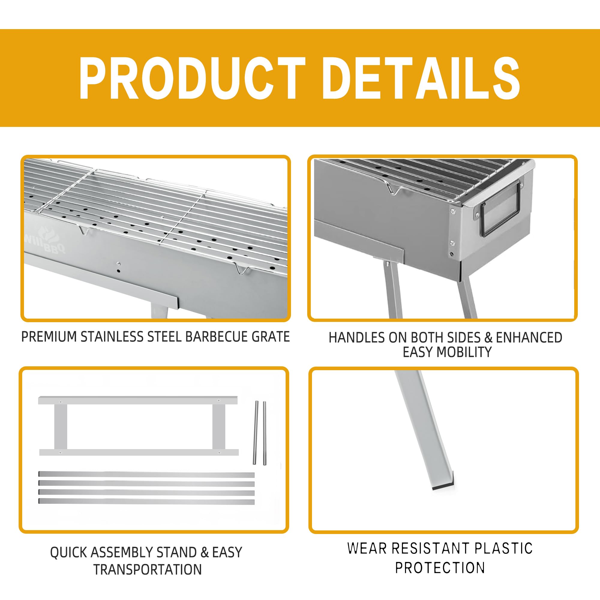 WILLBBQ beside a hand to show scale and convenient portability