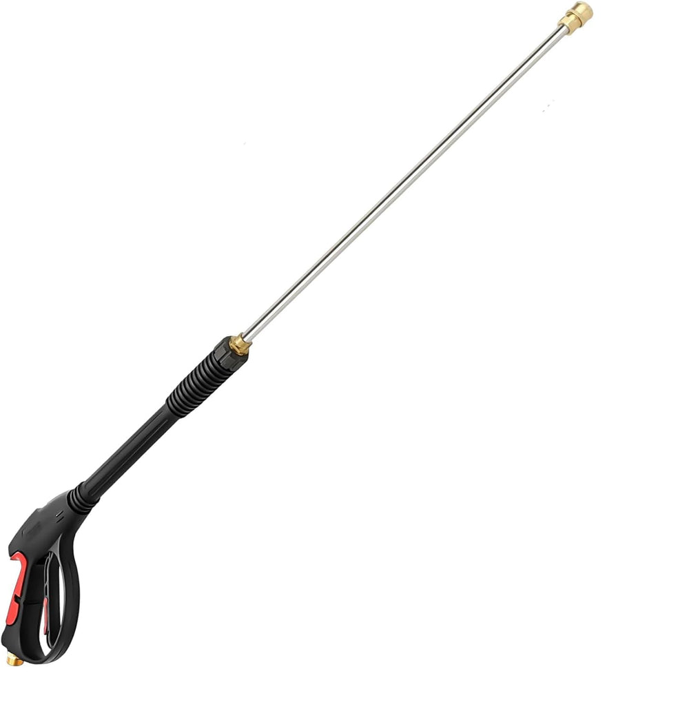 Willbebest hose length shown beside a person for scale to highlight 26ft working reach