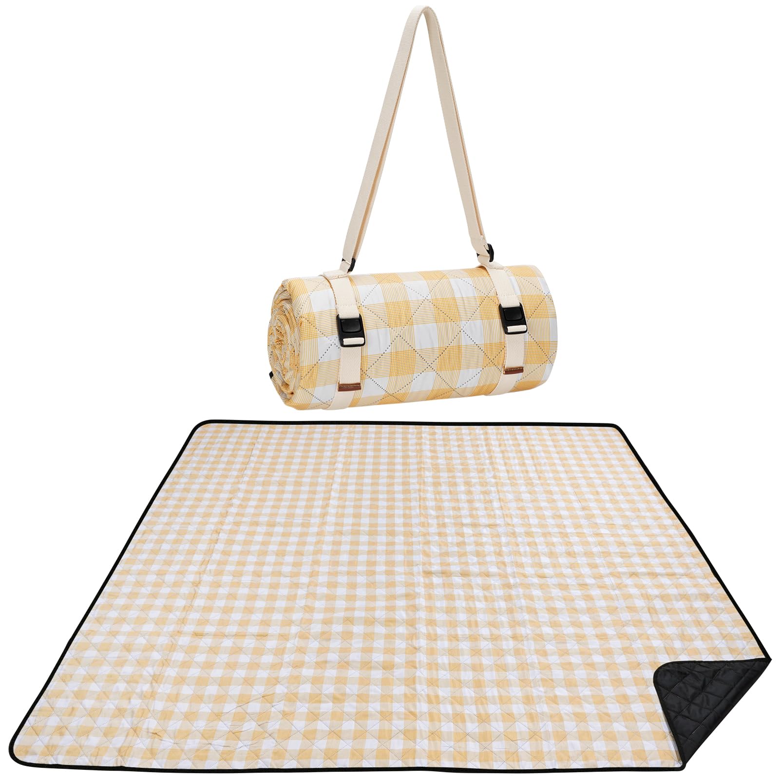 WILLOW WEAVE folded front view showing yellow check and compact carry convenience
