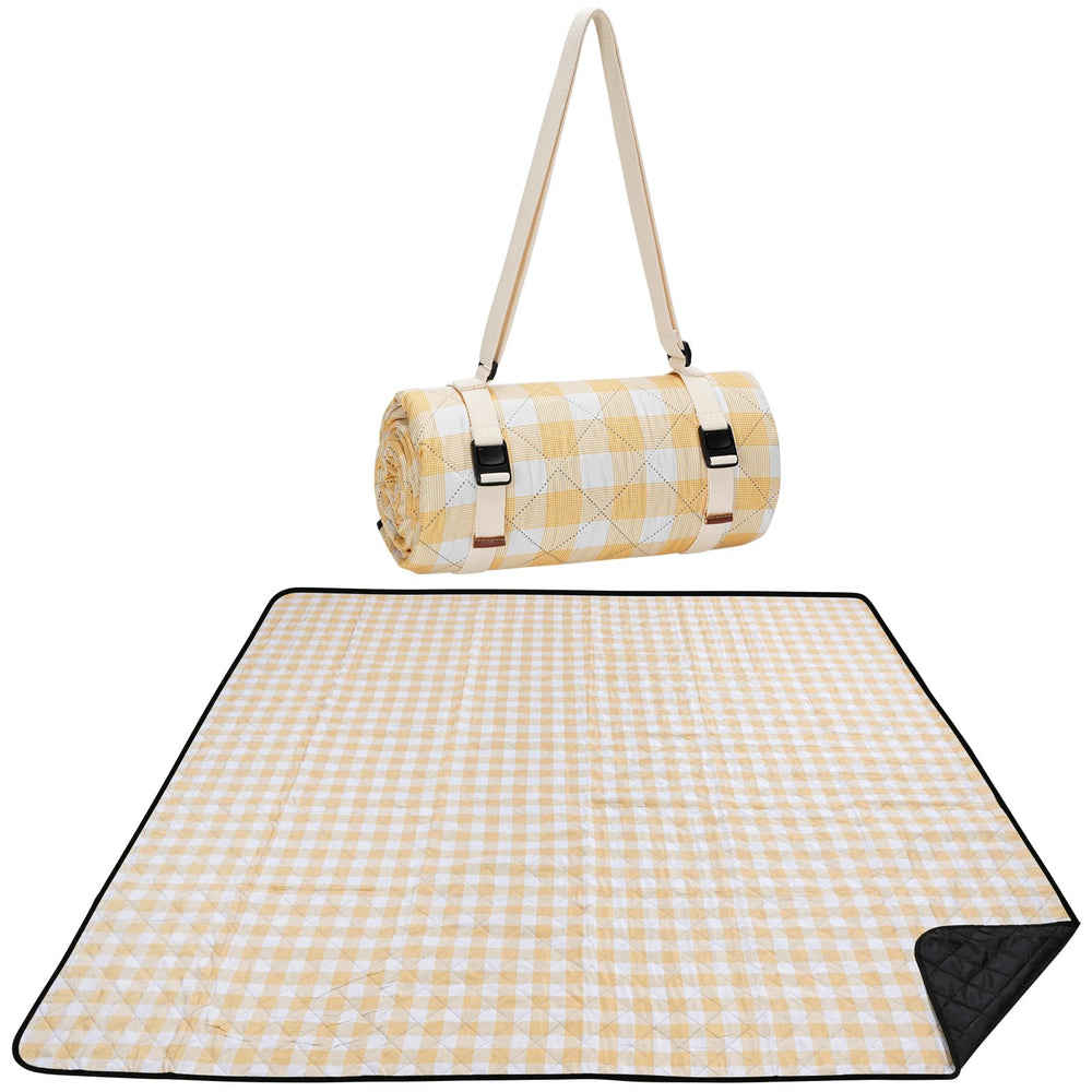 WILLOW WEAVE folded front view showing yellow check and compact carry convenience