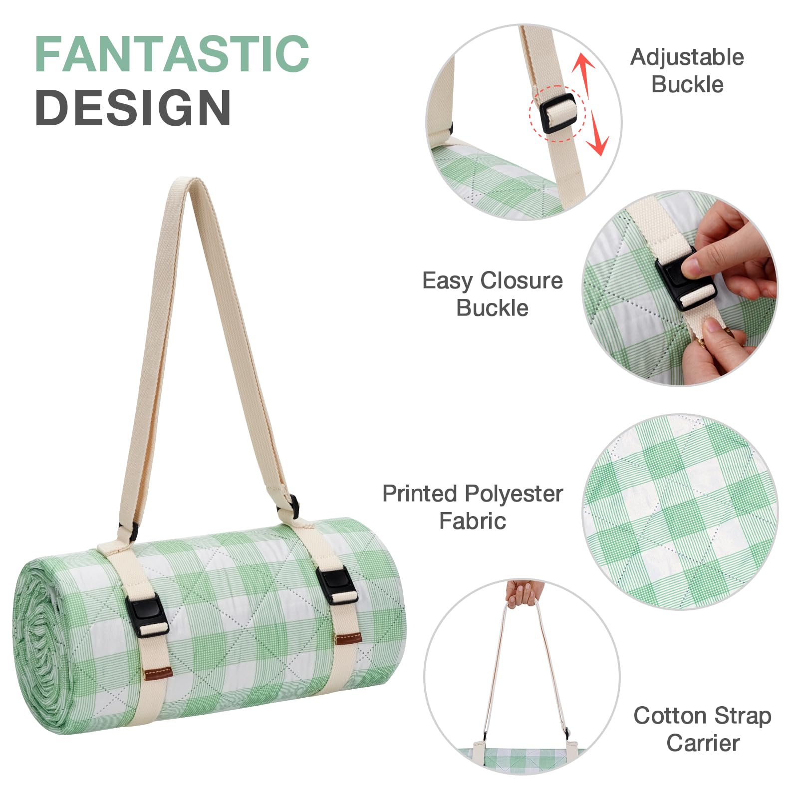 WILLOW WEAVE folded blanket with adjustable shoulder strap for carrying