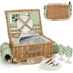 WILLOW WEAVE front view showing full picnic basket set and ready-to-go convenience