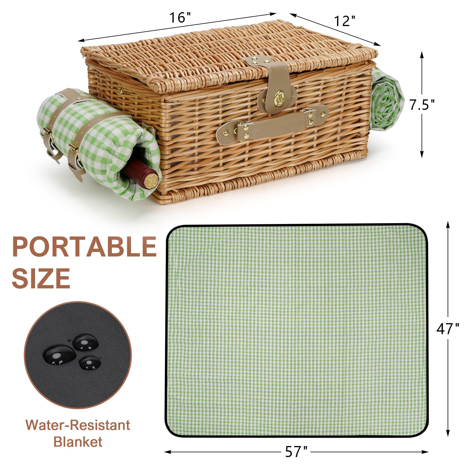 WILLOW WEAVE open basket showing insulated compartment protecting food temperature