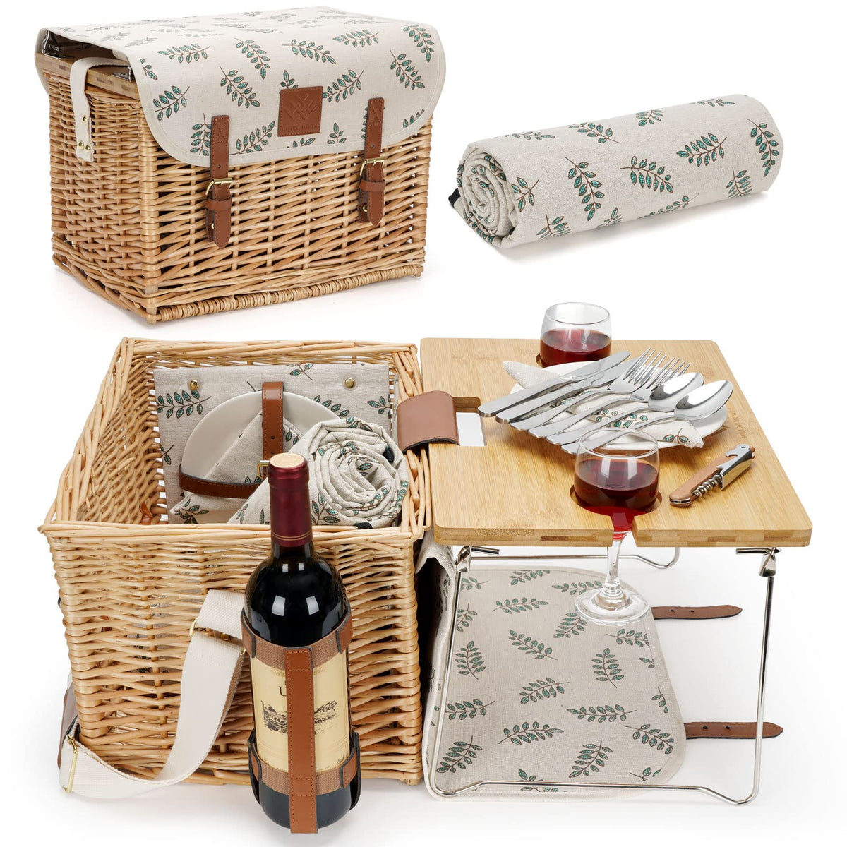 WILLOW WEAVE front view showing basket design and secure straps, polished look
