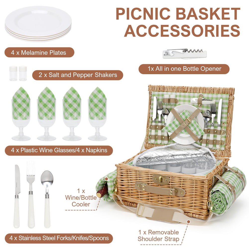 WILLOW WEAVE open basket revealing insulated compartment for food safety