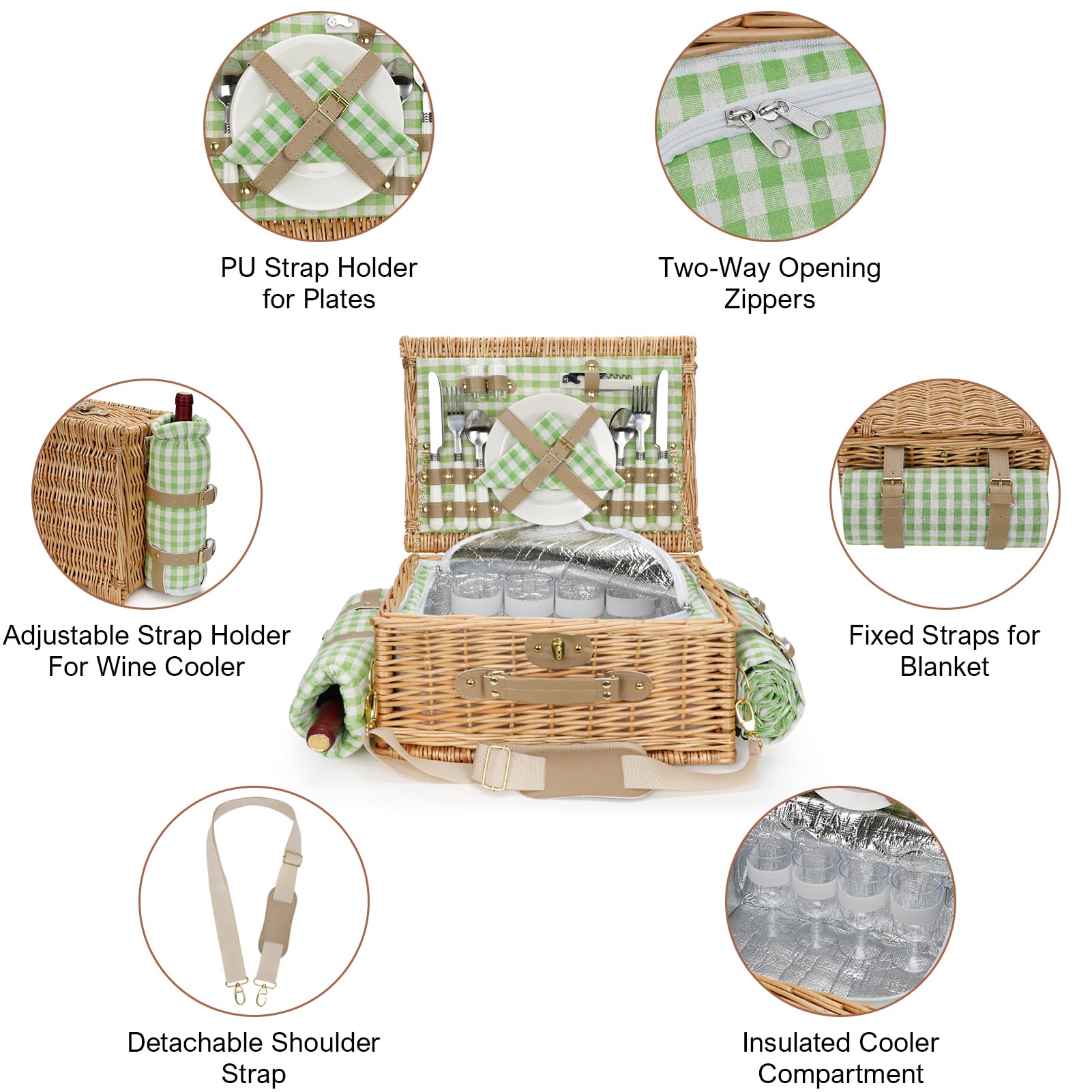 WILLOW WEAVE neatly arranged tableware and utensils for four people