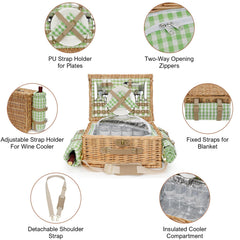 WILLOW WEAVE neatly arranged tableware and utensils for four people