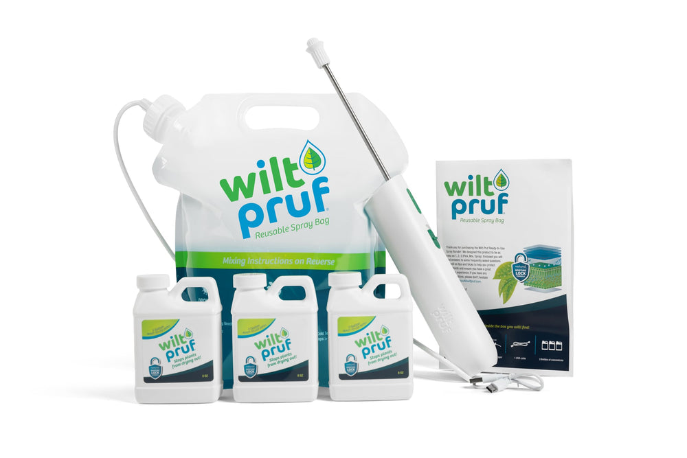 Wilt-Pruf front view of rechargeable sprayer kit showing compact portability and ease