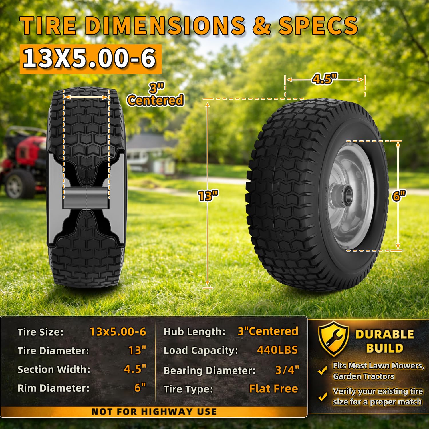 Wiltire tire close-up tread texture protecting lawn benefit