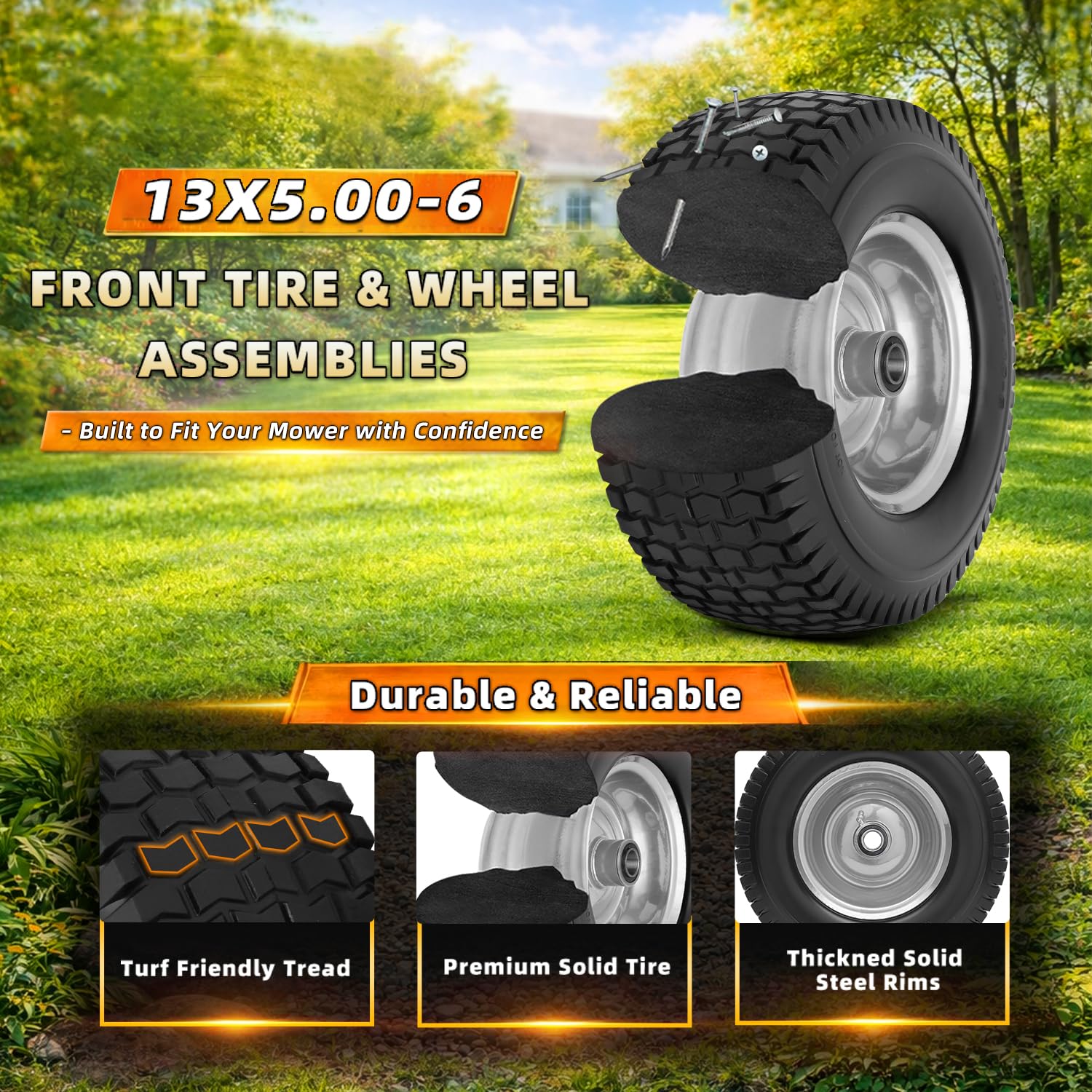 Wiltire hub and sealed bearing detail ensuring low-maintenance benefit