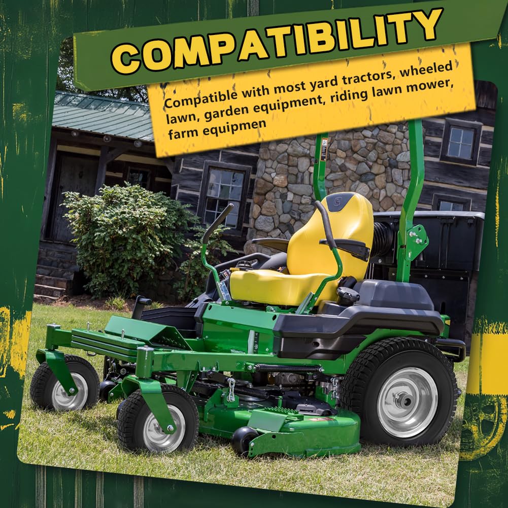 Wiltire mounted on riding mower displaying reliable performance while mowing