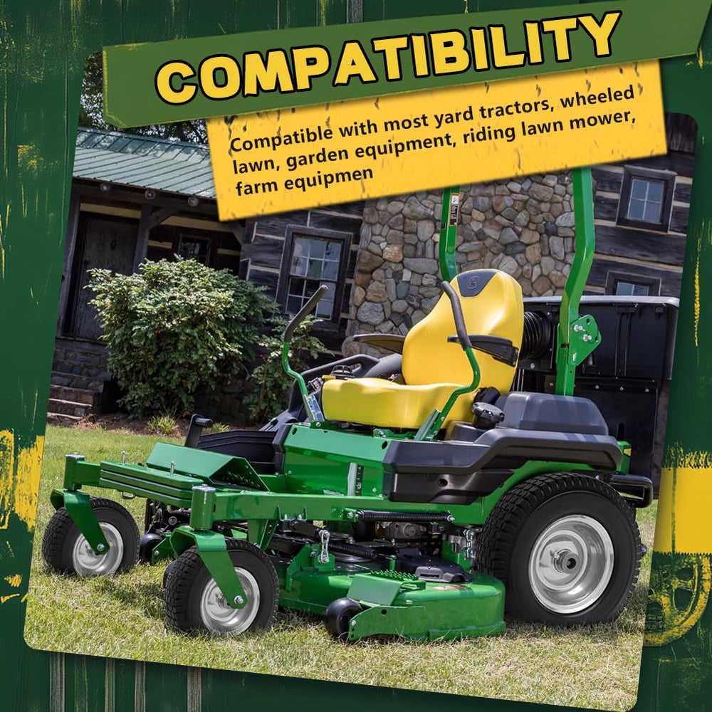 Wiltire mounted on riding mower displaying reliable performance while mowing