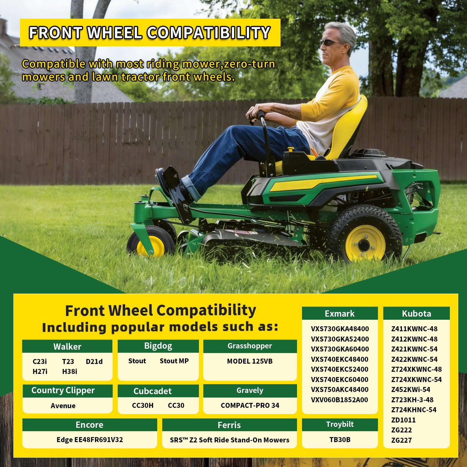 Wiltire installed on mower axle demonstrating quick replacement benefit