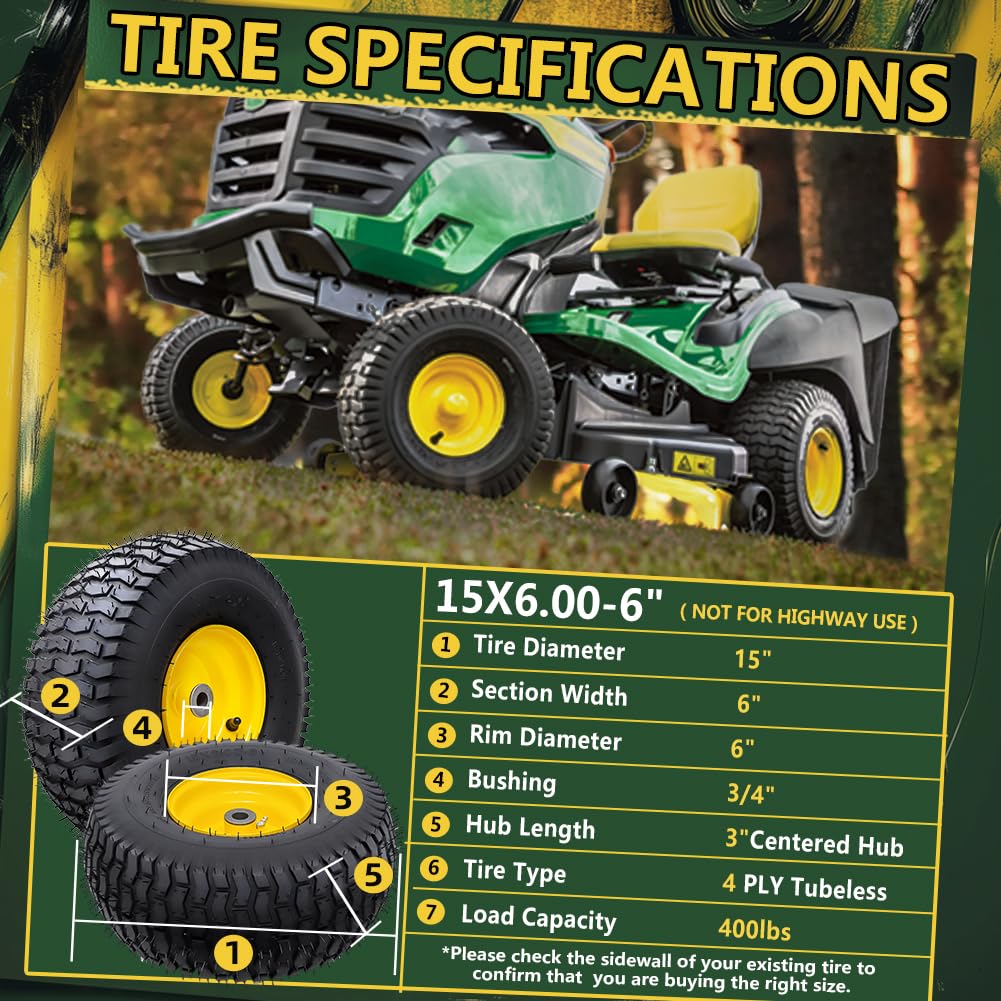 Wiltire wheel installed on riding mower improving stability