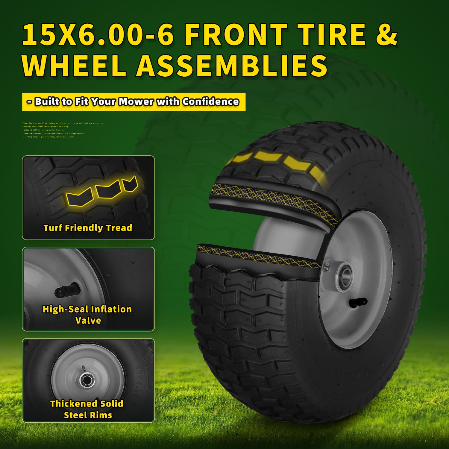Wiltire side profile mounted tire showing size and pneumatic cushioning for smoother ride