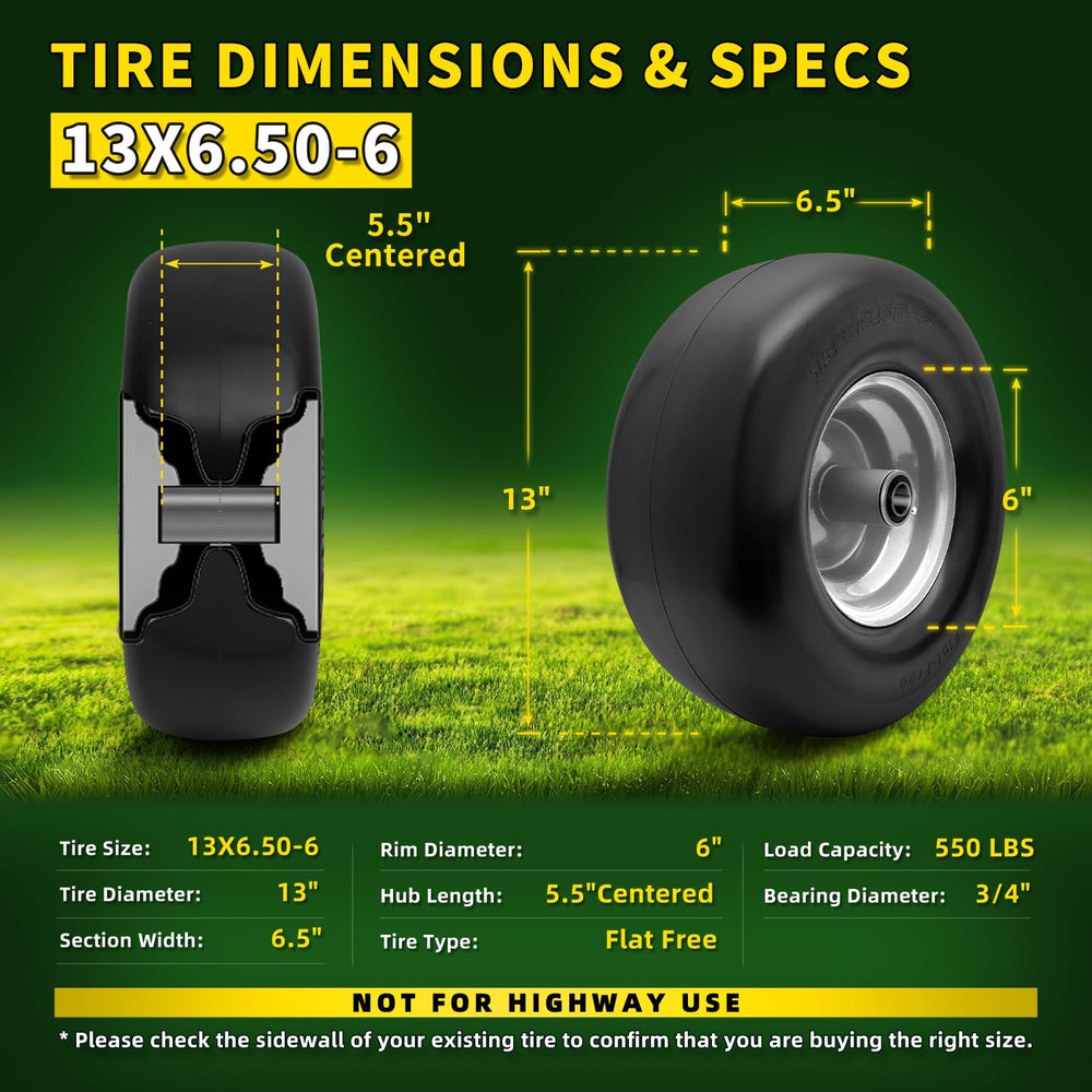 Wiltire side profile highlights turf-friendly tread for lawn protection