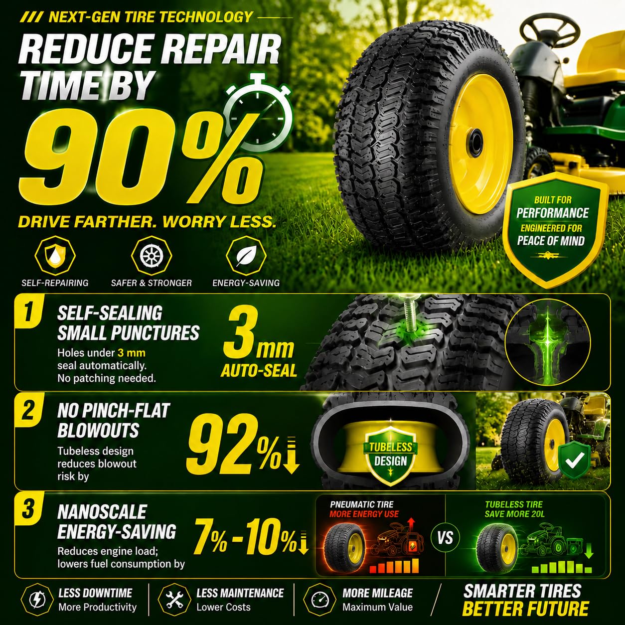 Wiltire side profile with size markings showing correct mower fit