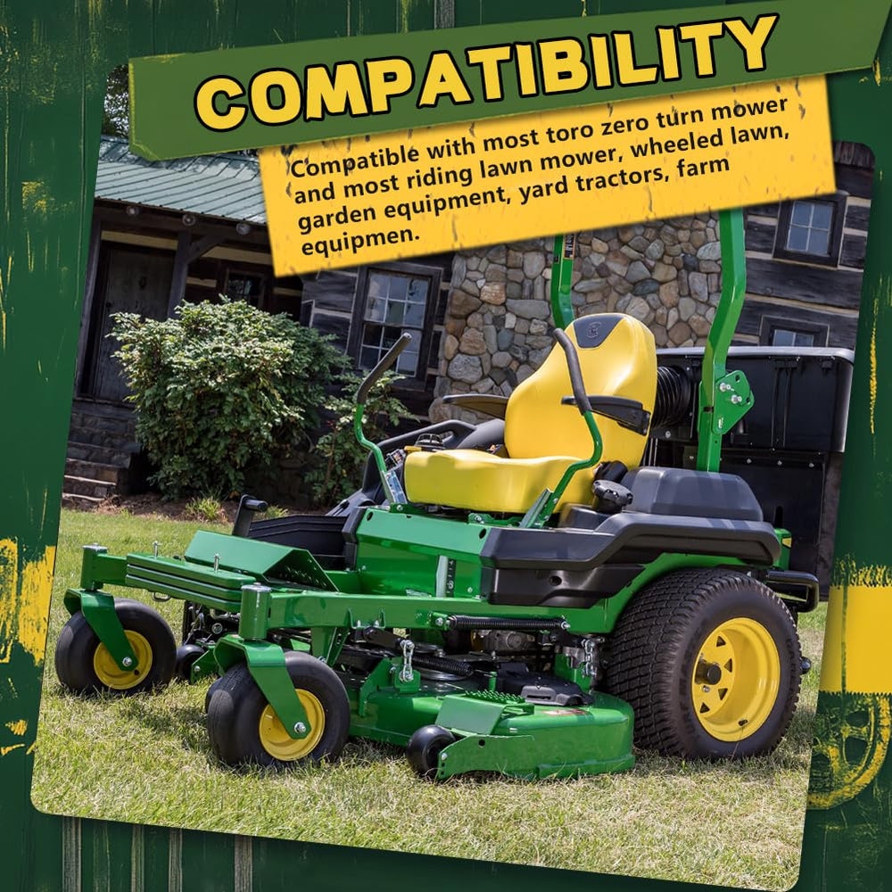 Wiltire wheel mounted on mower demonstrating no-flat reliability