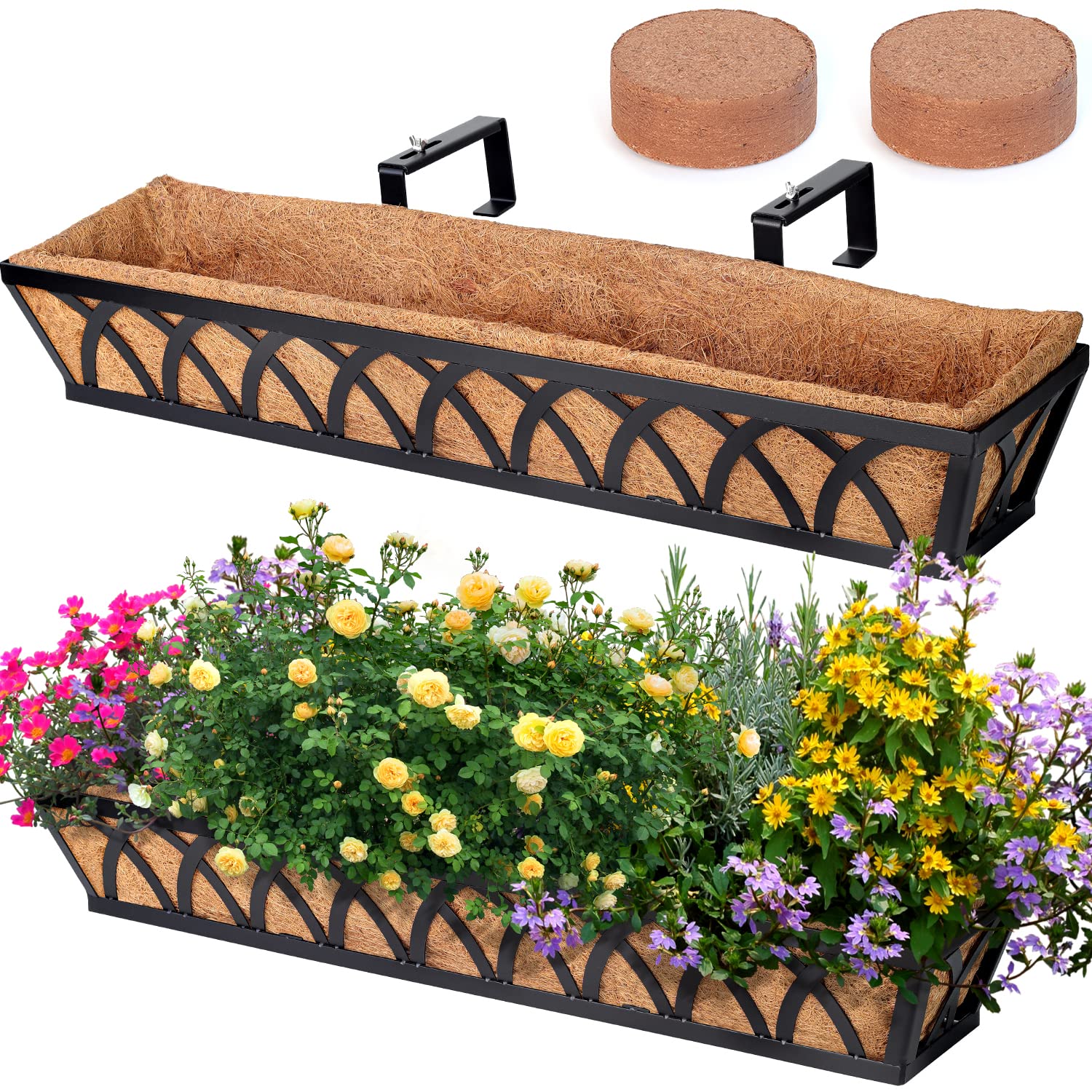 WIMART front view showing full-length black planter for wide planting