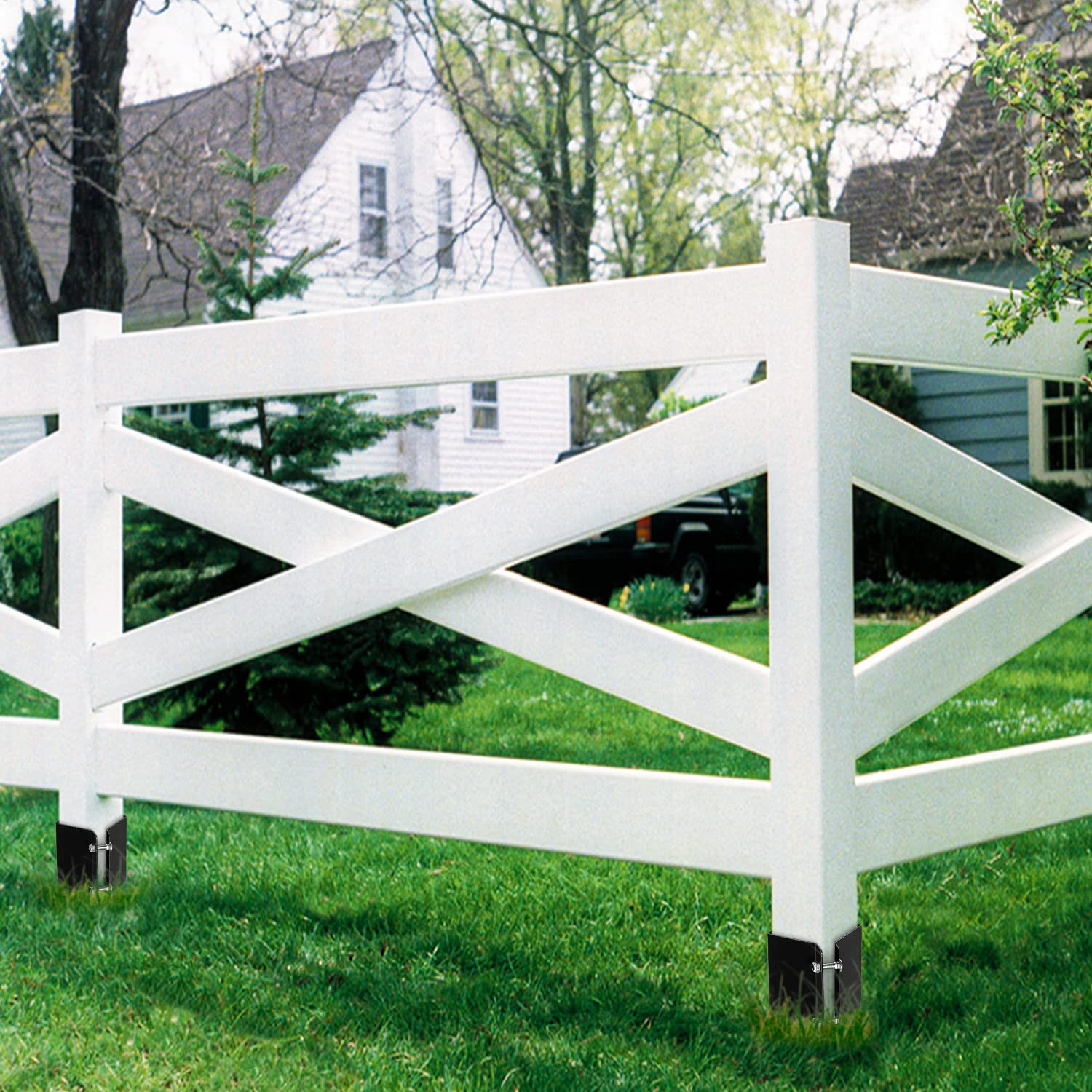 WIMART outdoor fence scene showing anchors used for quick yard installs