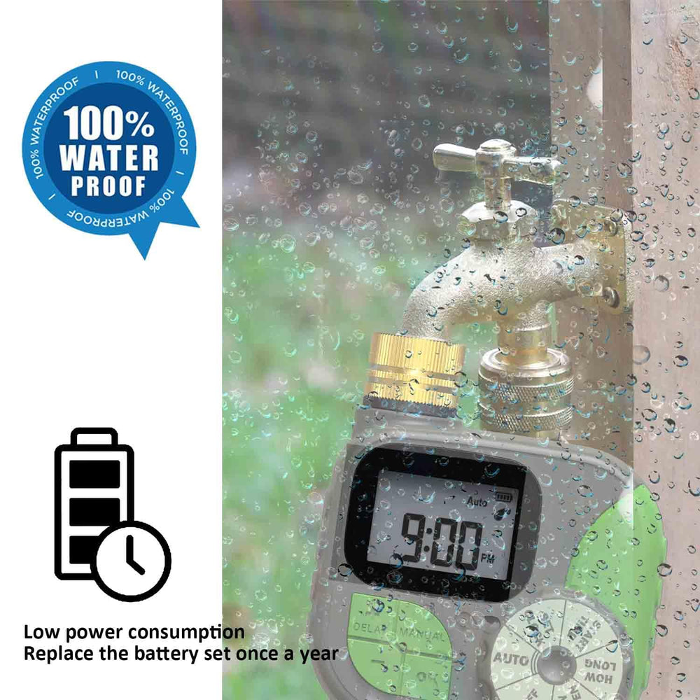 Winbomgo timer unit mounted on faucet enabling programmable automatic watering