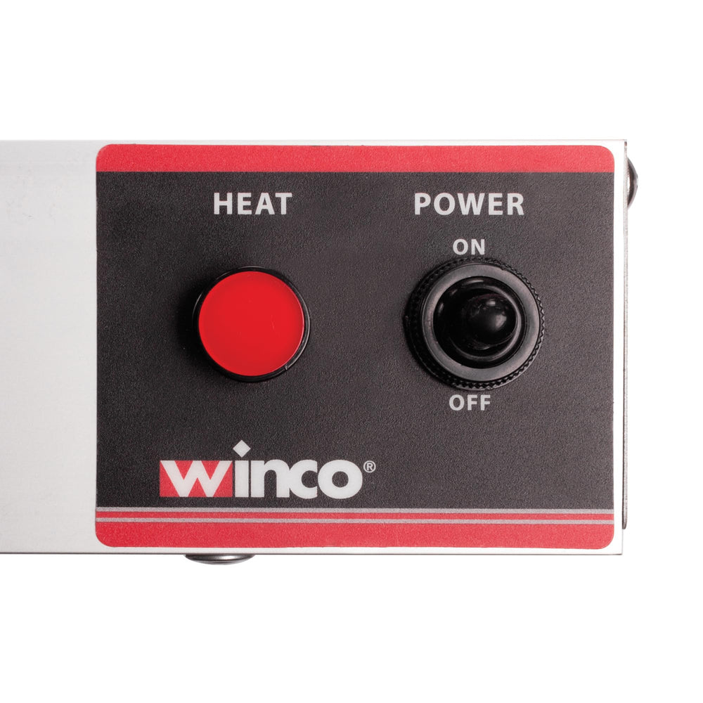 Winco ESH-48 aluminum reflector close-up showing focused heat pattern and durability