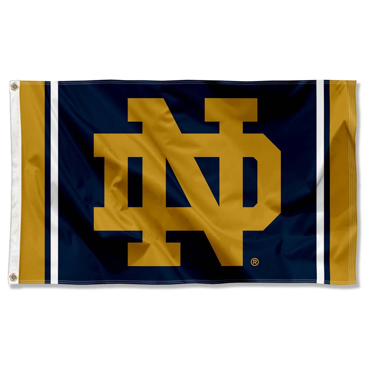 WinCraft flag front view showing crisp ND logo and vibrant colors