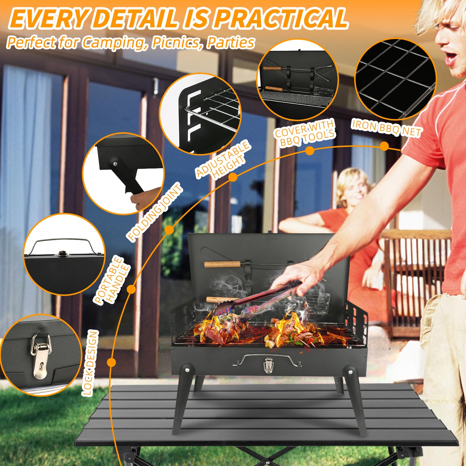 Wind Shear folded compact grill demonstrating easy transport and storage