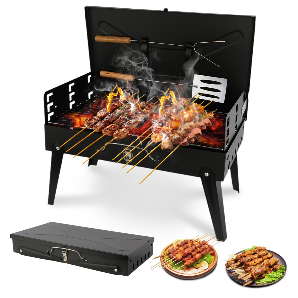 Wind Shear front view of assembled grill showing portable design and stable base