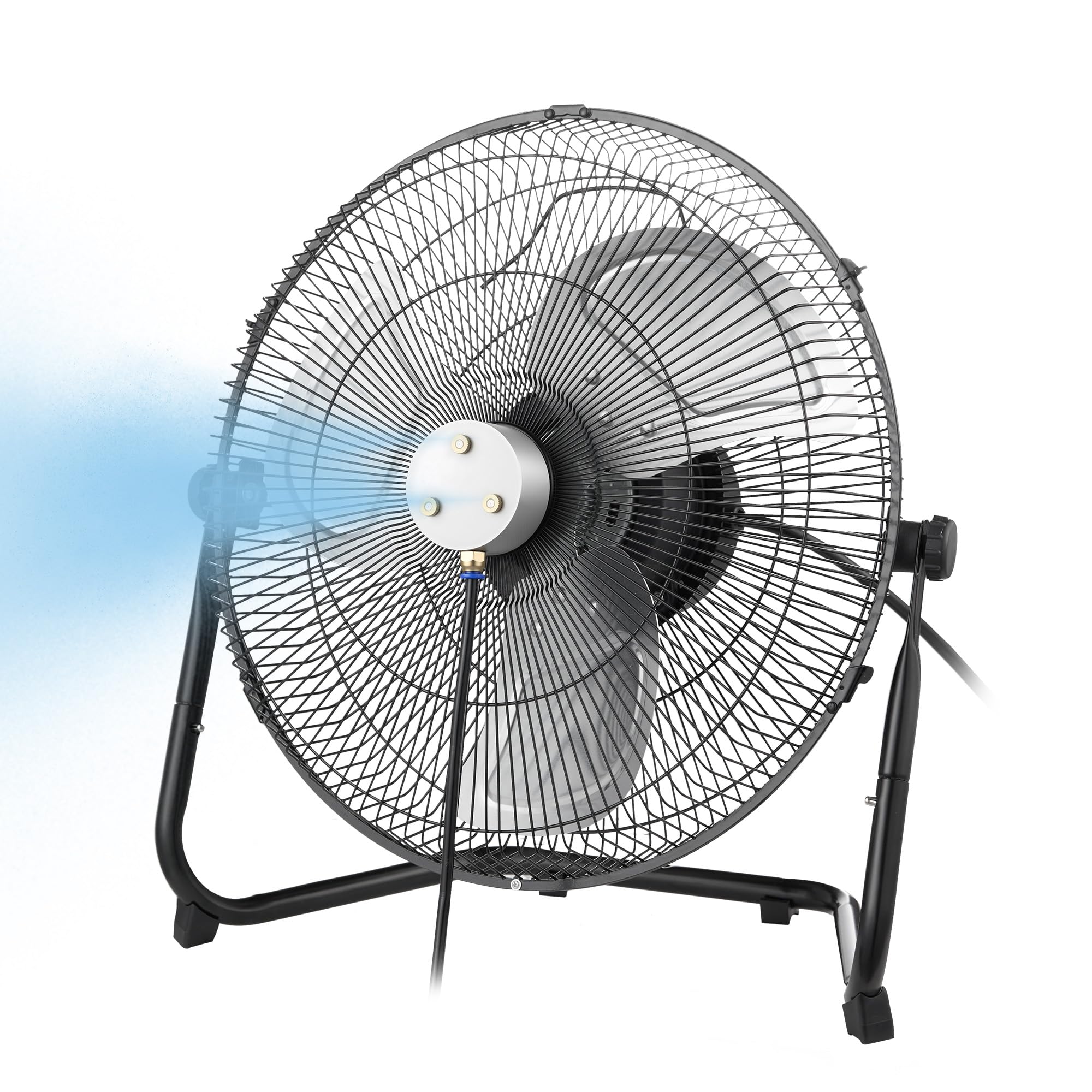 Windigaga front view showing fan and misting kit, visual cooling solution