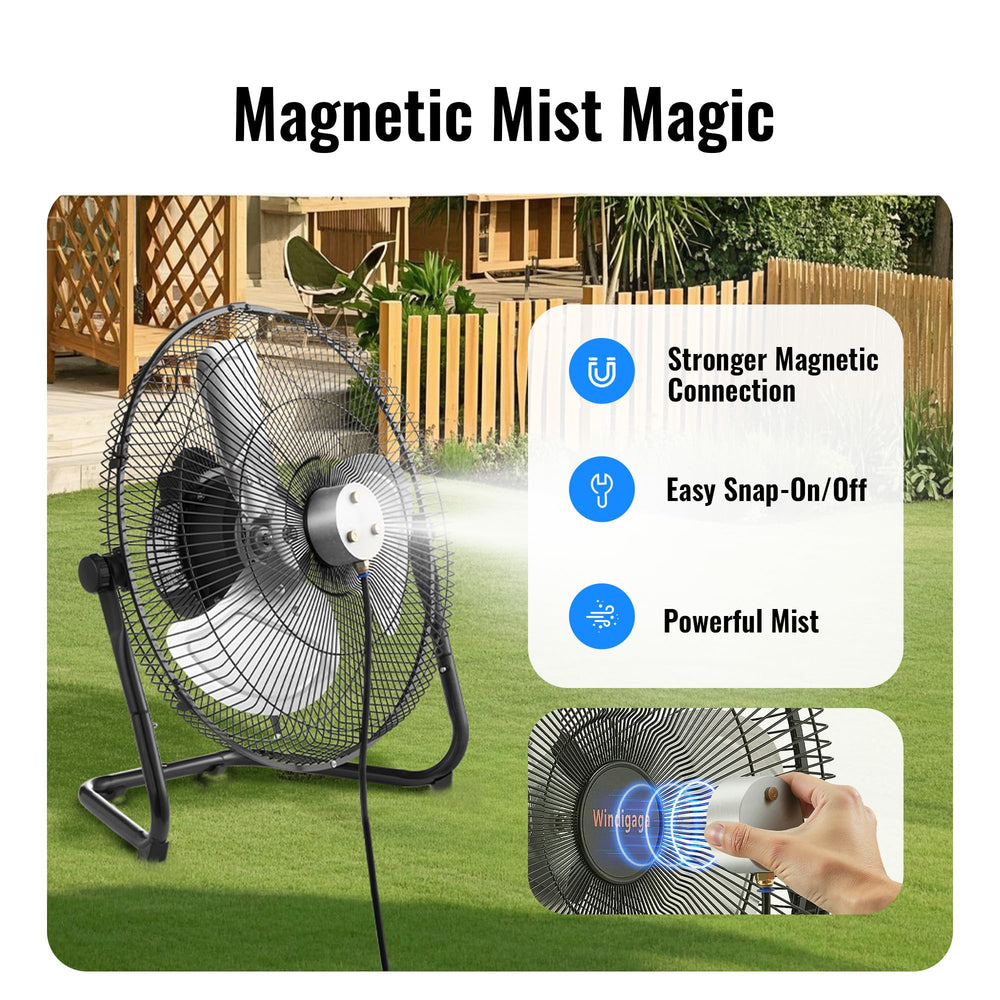 Windigaga magnetic misting kit close-up, quick tool-free attachment benefit