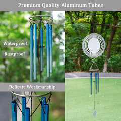 WindMage detailed view of aluminum chime tubes, highlights soothing sound quality benefit