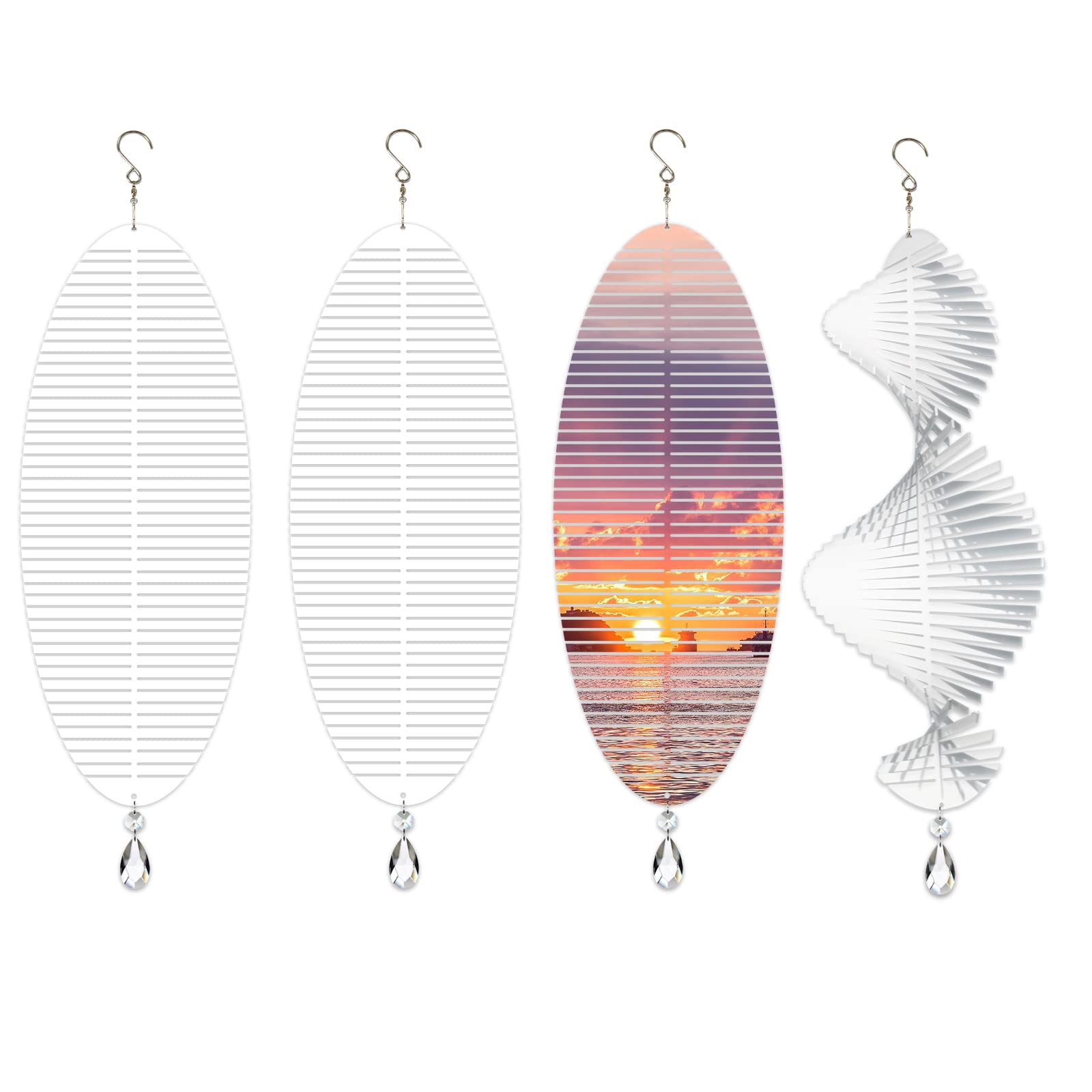 WindMage front view of eight helix spinners showing ready-to-print faces and kit contents