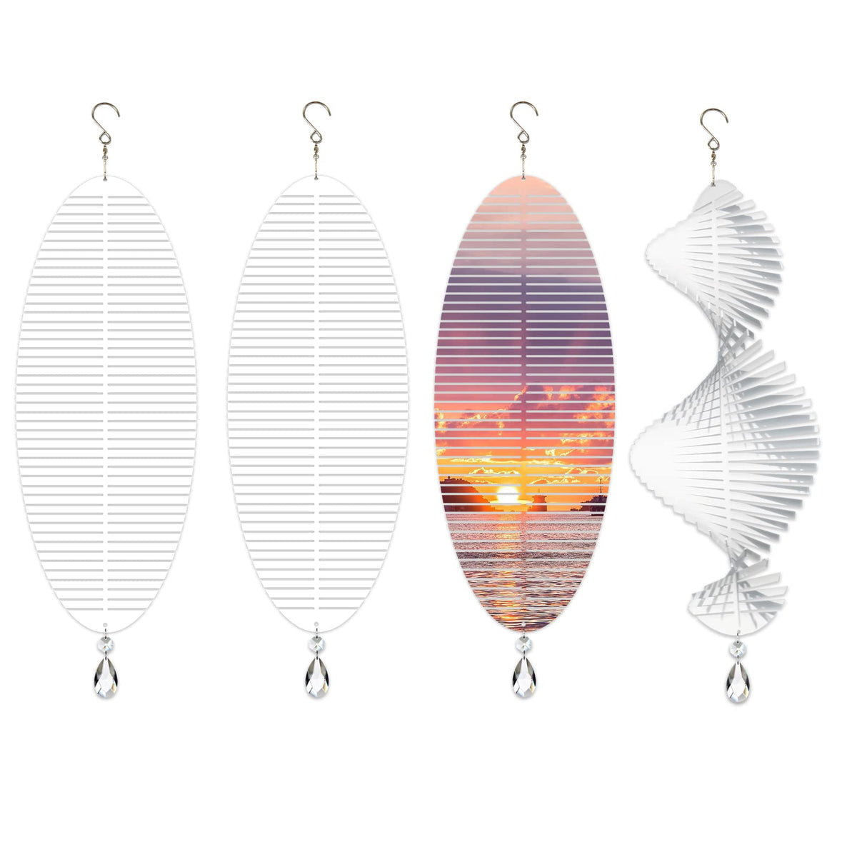 WindMage front view of eight helix spinners showing ready-to-print faces and kit contents